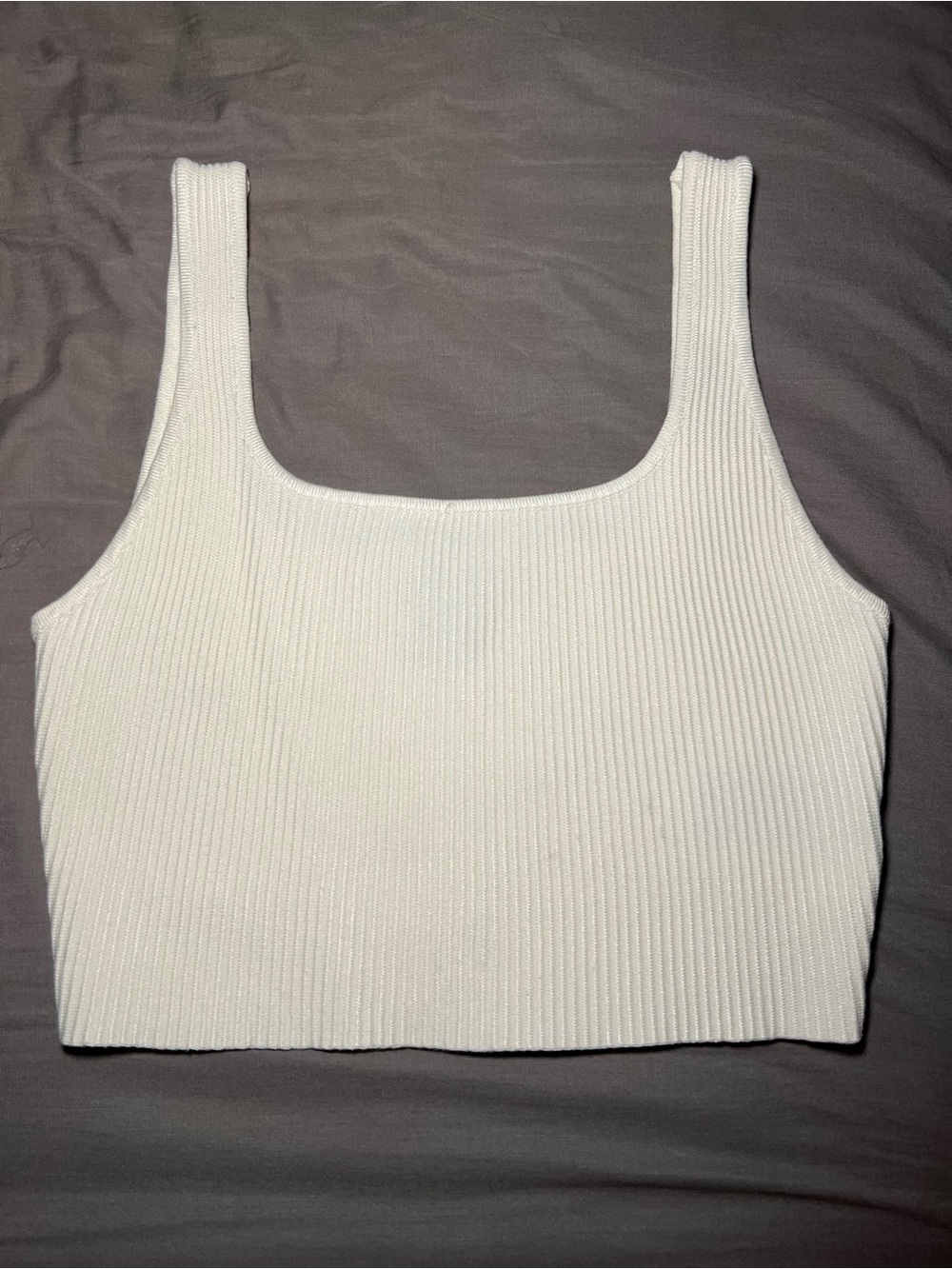 House of Harlow 1960 White Ribbed Square-Neck Crop Tank